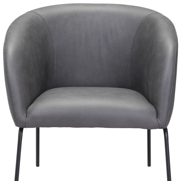 Faux Leather Barrel Chair - Gray And Black