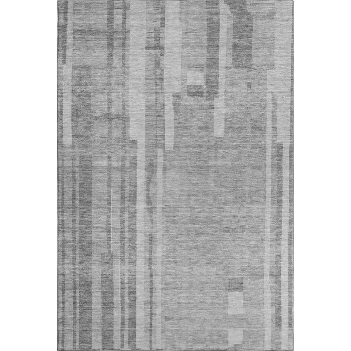 10' X 14' Striped Washable Area Rug With UV Protection (683273) - Gray / Silver