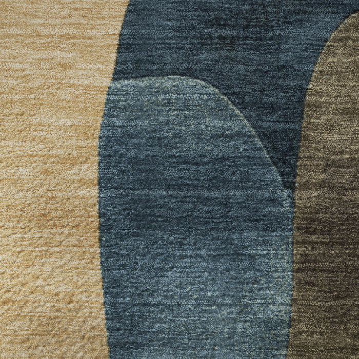 10' X 14' Abstract Washable Area Rug With UV Protection (706271) - Navy Blue / Orange / Rust