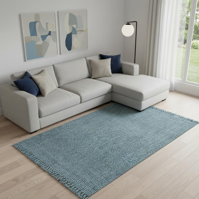 10' X 14' Jute Handmade Area Rug With Fringe (684893) - Light Blue