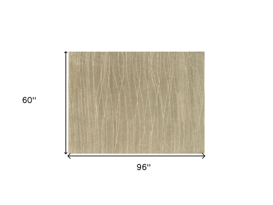 5' x 8' Wool Abstract Lines Hand Loomed Area Rug - Beige