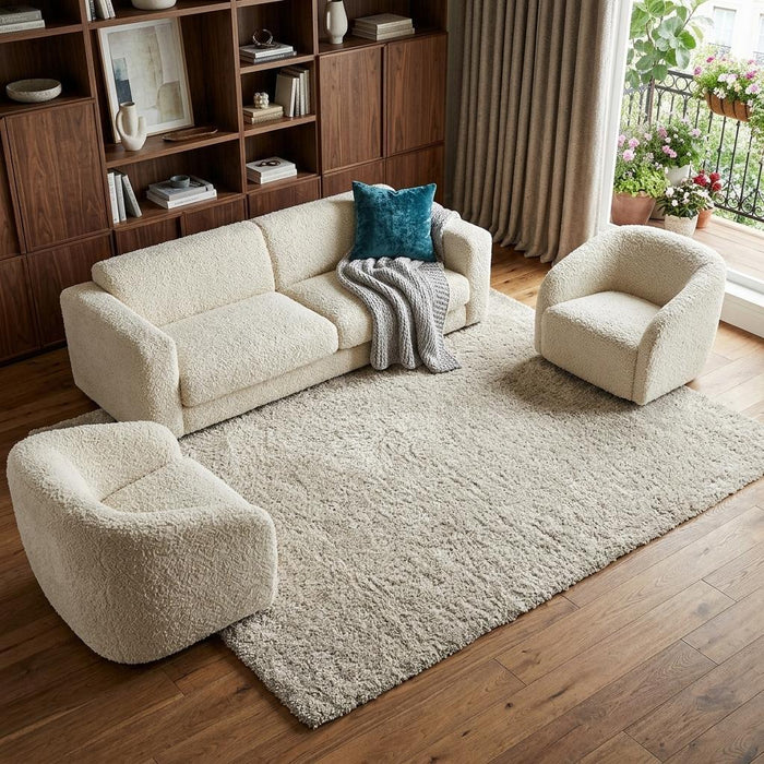 8' X 11' Shag Hand Tufted Area Rug (574445) - Ivory