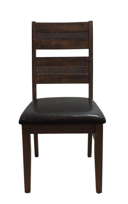 Upholstered Faux Leather Slat Back Dining Side Chairs (Set of 2) - Black / Dark Brown