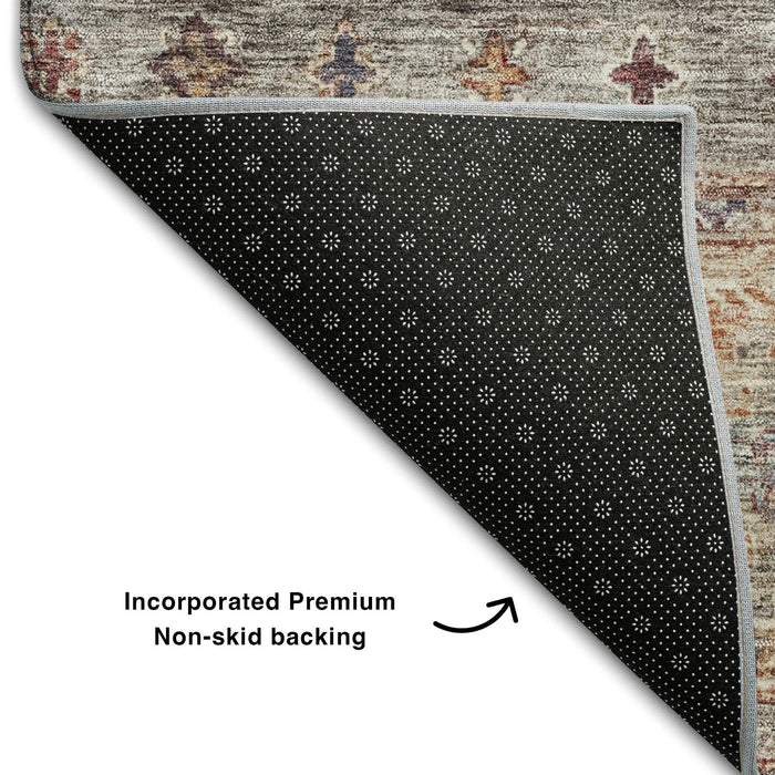 10' X 14' Tribal Washable Area Rug With UV Protection (688534) - Gray / Copper / Blue