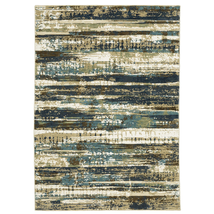 10' X 13' Abstract Area Rug - Beige And Blue