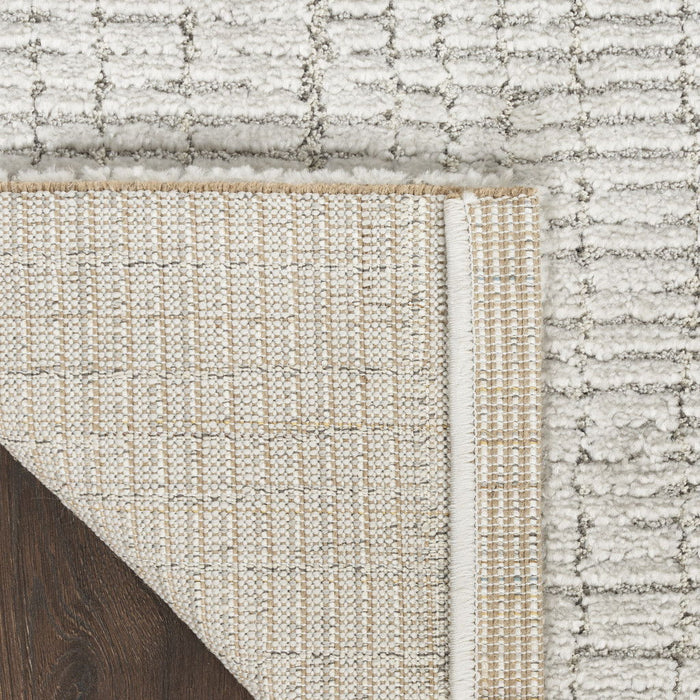 8' x 10' Contemporary Abstract Power Loom Polypropylene Area Rug - Gray And Ivory