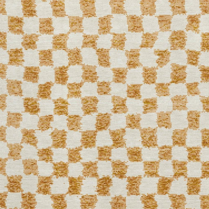 10' X 14' Geometric Washable Area Rug With UV Protection (709402) - Orange / Ivory