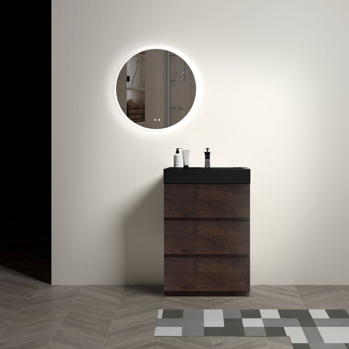 Giga Alice bathroom vanity with large storage, freestanding design, one-piece sink basin, modern style, without drain or faucet.