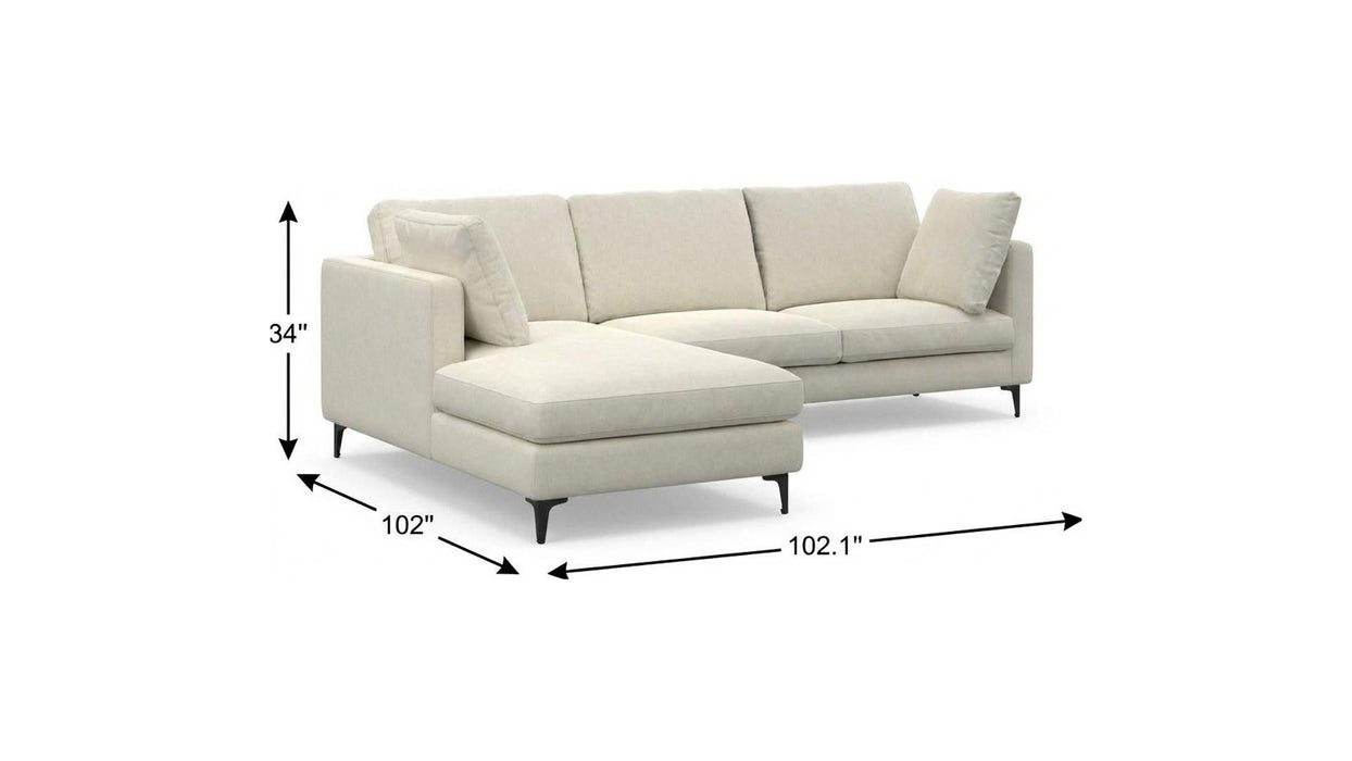 102" Fabric Sofa With Black Legs - Cream