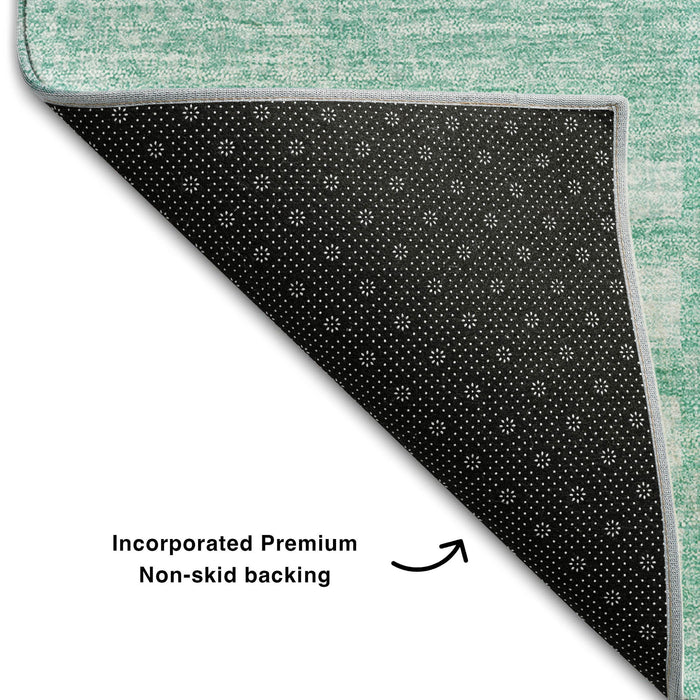 10' X 14' Striped Washable Area Rug With UV Protection (656238) - Teal / Ivory