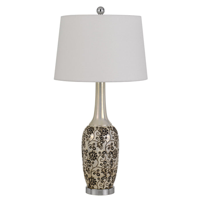 Metal Two Light Bedside Table Lamps With White Globe Shade (Set of 2) - Silver