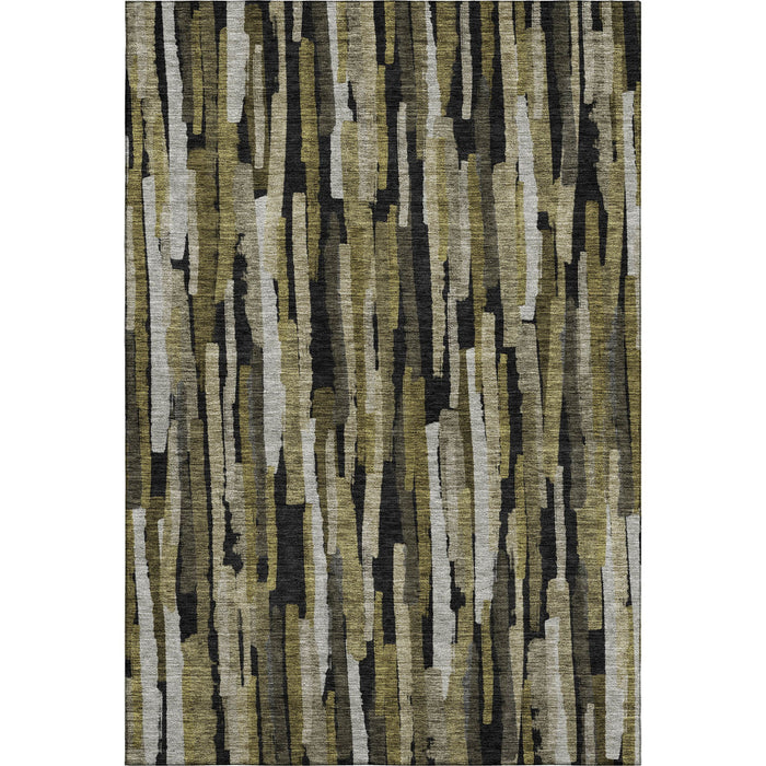10' X 14' Striped Washable Area Rug With UV Protection (683782) - Brown / Charcoal / Gray