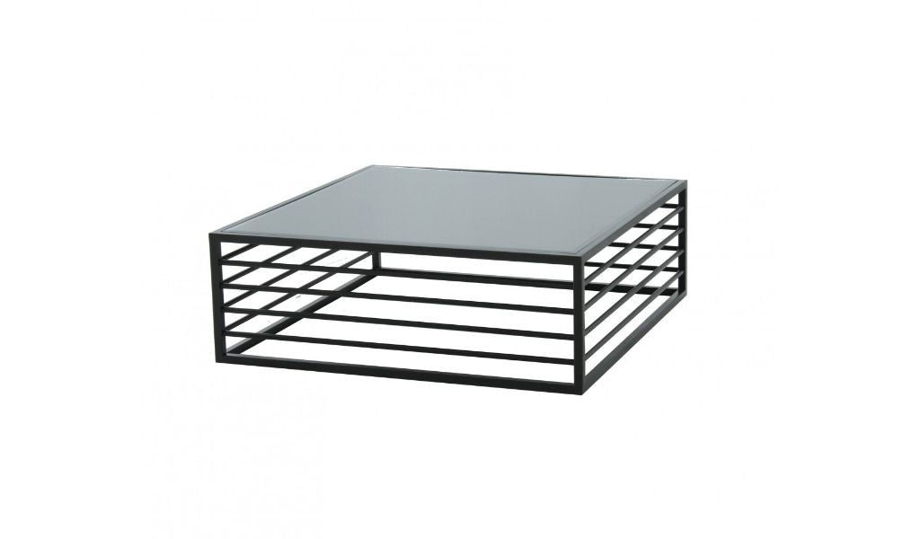 Smoked Glass Square Coffee Table - Black