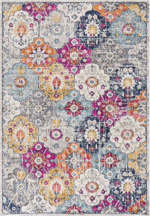 12' x 18' Floral Washable Non Skid Area Rug - Rust