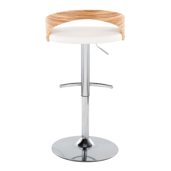 Grotto - Adjustable Barstool - Chrome Metal, Zebra Wood