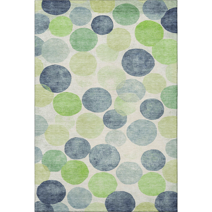 10' X 14' Geometric Washable Area Rug With UV Protection (707401) - Navy Blue / Green / Ivory