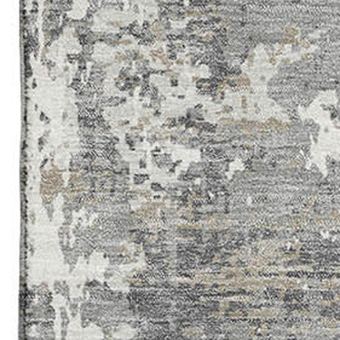 10' X 14' Abstract Washable Area Rug With UV Protection (679132) - Gray / Ivory