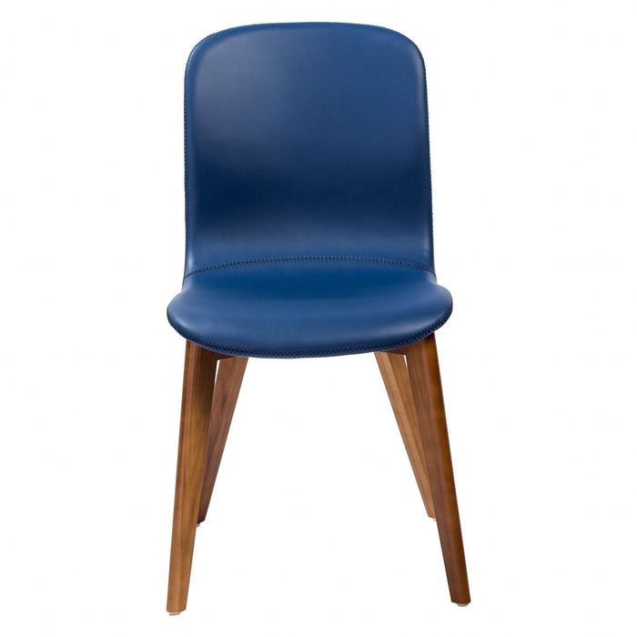 Upholstered Leather Dining Side Chairs (Set of 2) - Blue