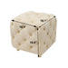 Giga modern upholstered ottoman serving as a small end table, soft foot stool, and comfortable seating for living room or bedroom.