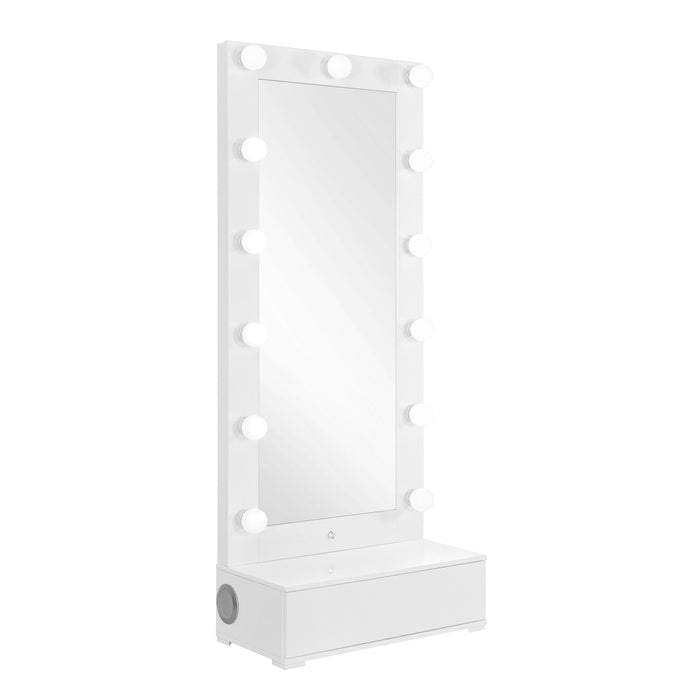 74" Lighted Freestanding Framed Full Length Mirror - White