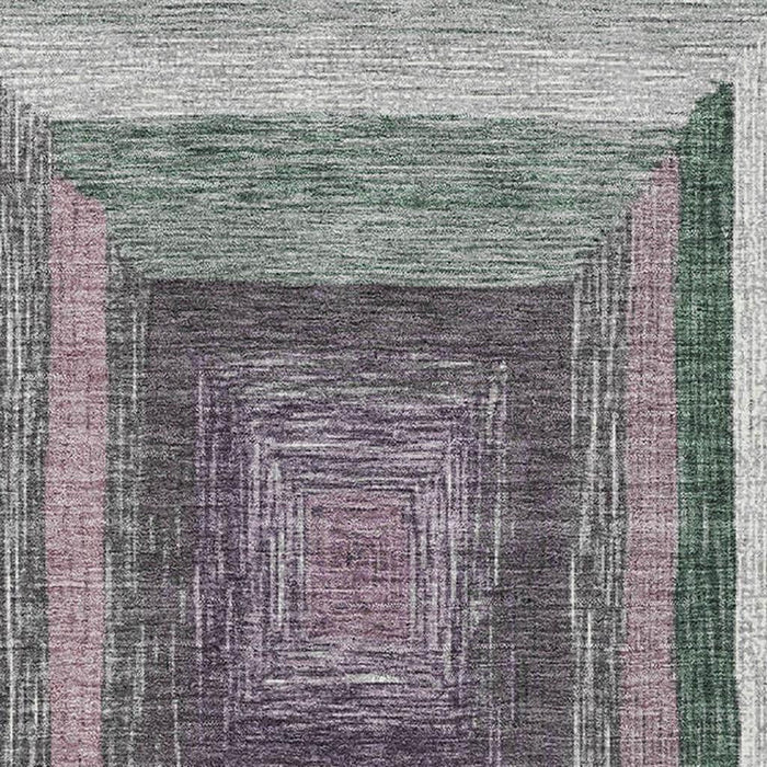 10' X 14' Geometric Washable Area Rug With UV Protection (709324) - Blush / Ivory / Charcoal