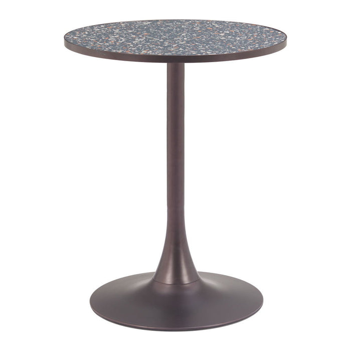 24" Wood And Steel Pedestal Base Round Top Dining Table - Black