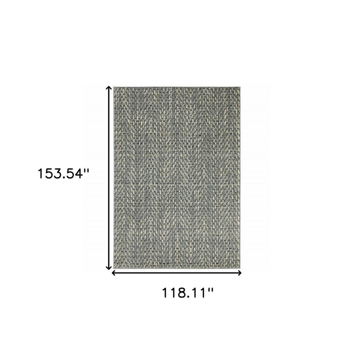10' x 13' Geometric Power Loom Stain Resistant Area Rug - Blue Ivory Gray And Light Blue