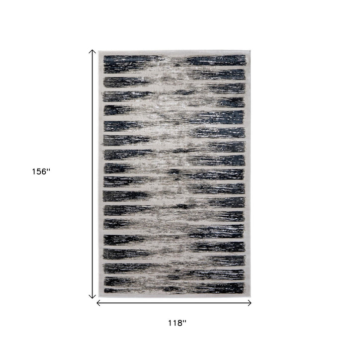 10' X 13' Abstract Distressed Area Rug - Gray And Black