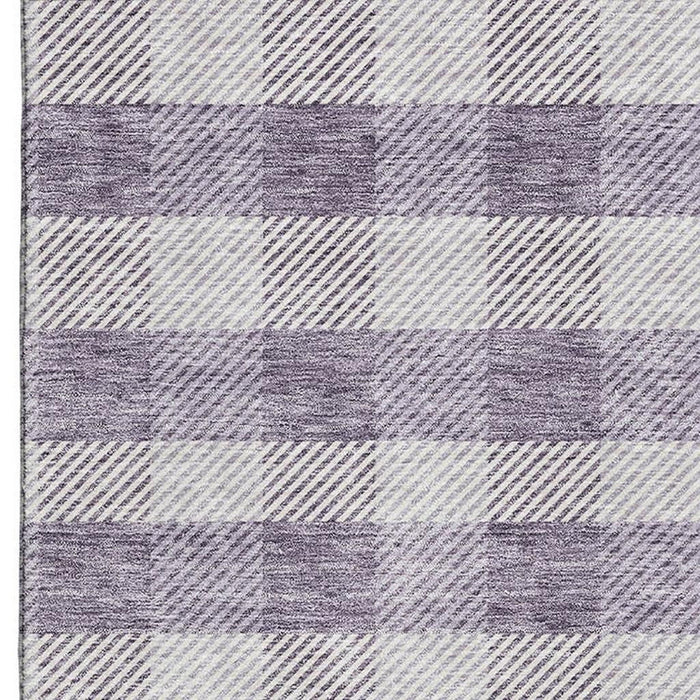 10' X 14' Plaid Washable Area Rug With UV Protection (673477) - Lavender / Ivory