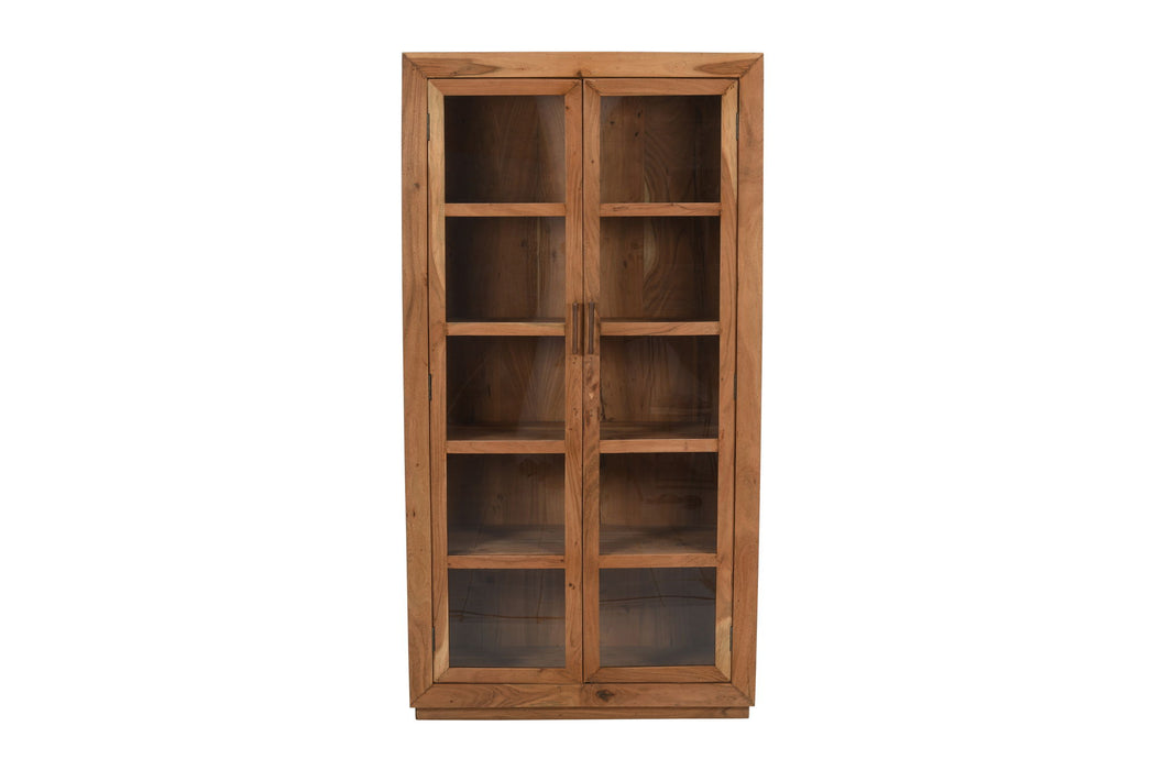 80" Solid Wood Display Stand With Two Doors - Brown