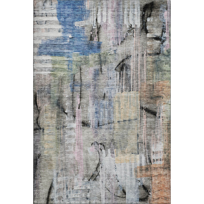 10' X 14' Abstract Washable Area Rug With UV Protection (717212) - Blue / Black