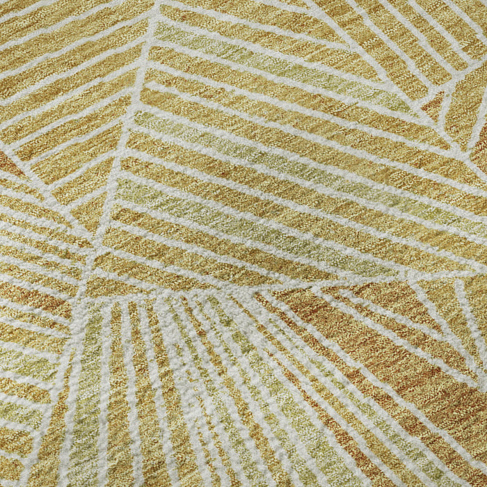 10' X 14' Geometric Washable Area Rug With UV Protection (672761) - Gold / Beige