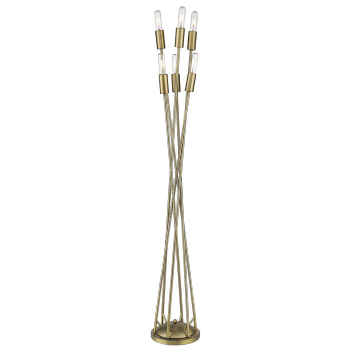 Six Light Torchiere Floor Lamp - Brass