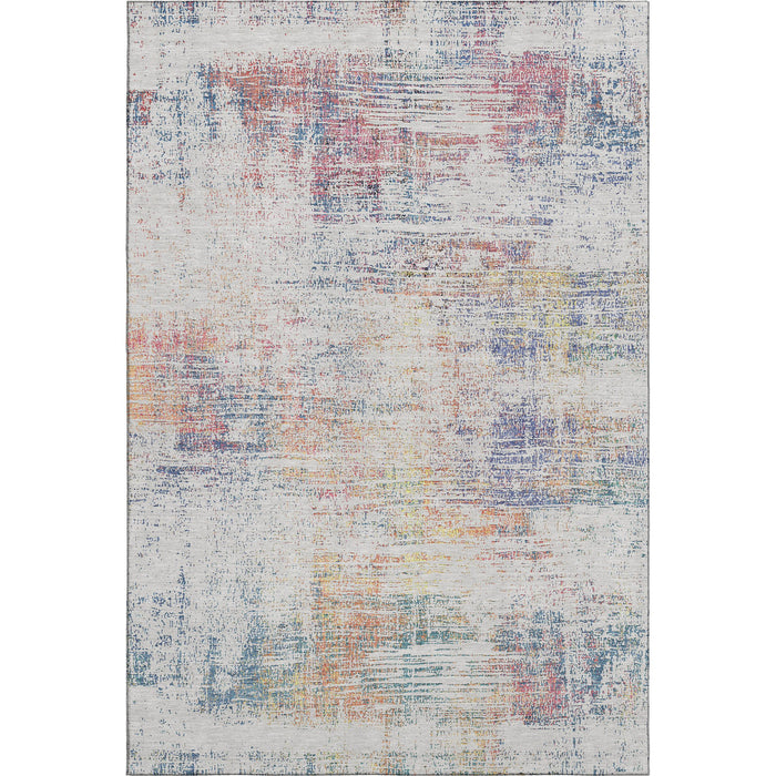 10' X 14' Abstract Washable Area Rug With UV Protection (667102) - Ivory / Blue / Gold