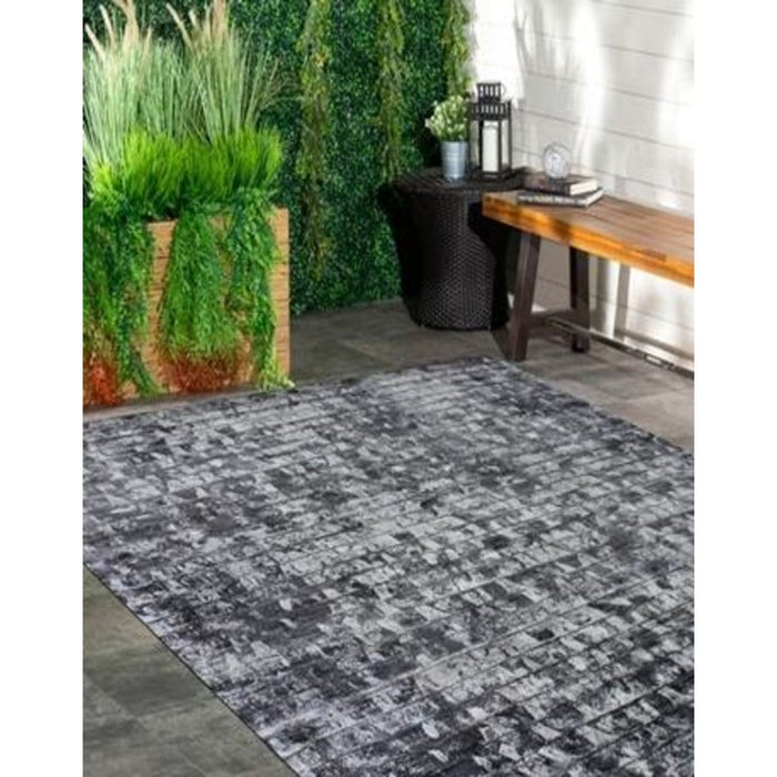 8' x 11' Striped Hand Loomed Area Rug - Silver And Charcoal