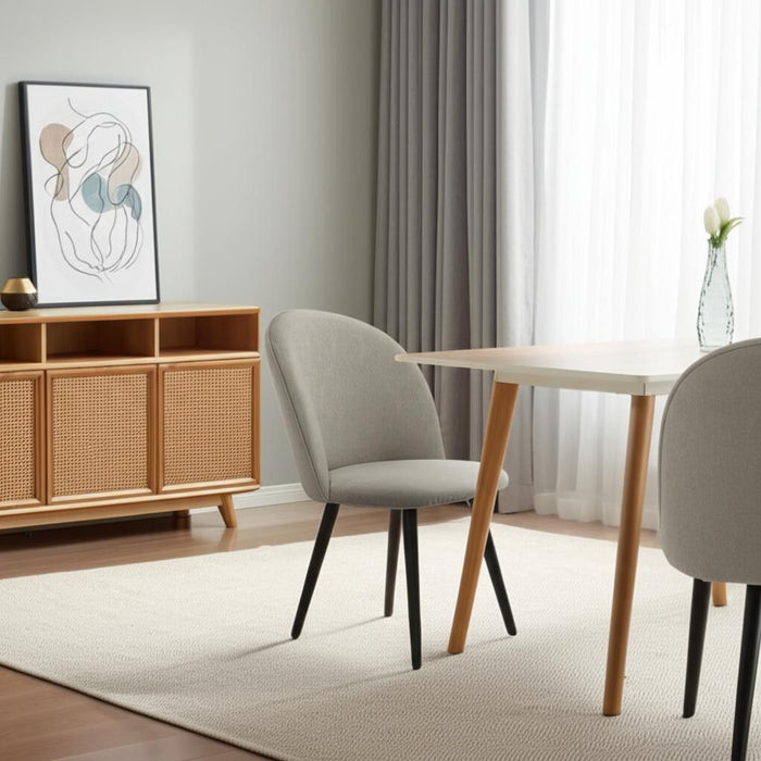 Upholstery Solid Wood Dining Side Chairs (Set of 2) - Light Gray / Black