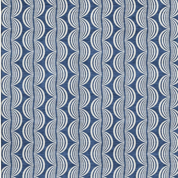 10' X 14' Ogee Washable Area Rug With UV Protection (682739) - Navy Blue / Ivory