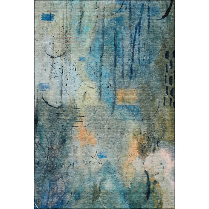 10' X 14' Abstract Washable Area Rug With UV Protection (715363) - Teal / Green