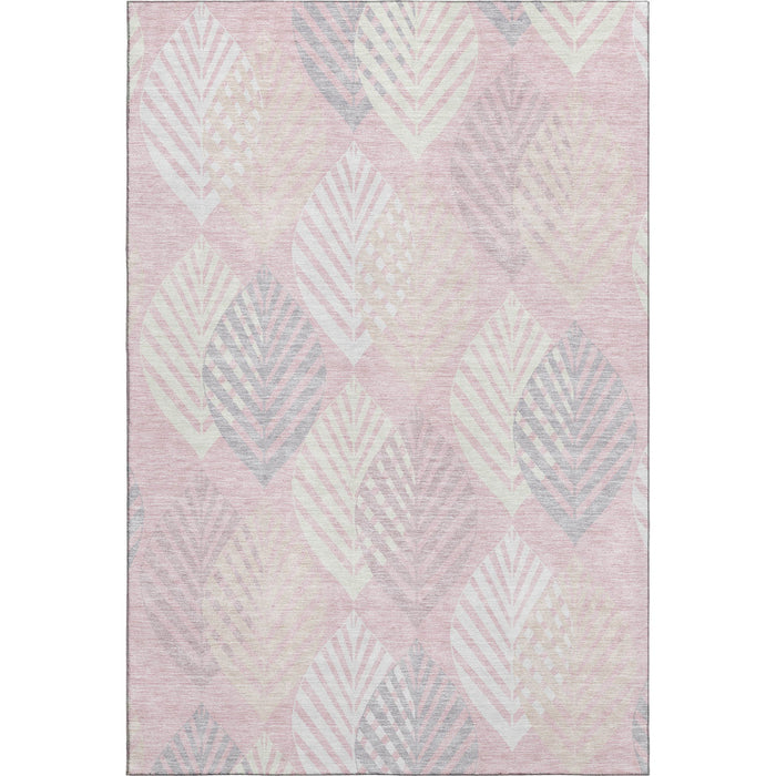 10' X 14' Floral Washable Area Rug With UV Protection - Pink