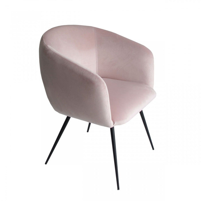 Upholstered Velvet Dining Arm Chair - Pink