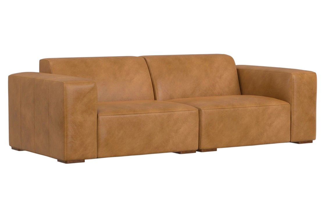 88" Sienna Leather Modular Sofa With Brown Legs - Brown