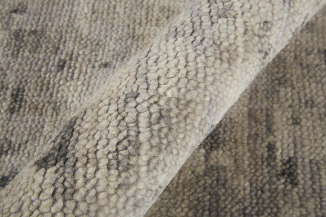 5' X 8' Wool Abstract Hand Knotted Area Rug (744200) - Ivory / Gray