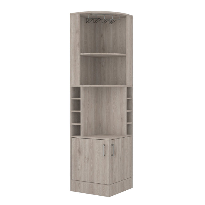 Wood Corner Bar Cabinet With Two Doors - Light Gray