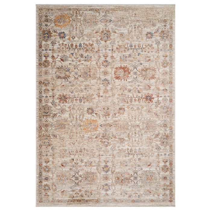 9' X 12' Floral Medallion Area Rug With Fringe - Ivory And Brown