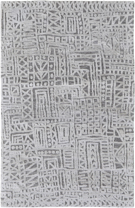 10' x 13' Geometric Stain Resistant Area Rug - Gray And Silver