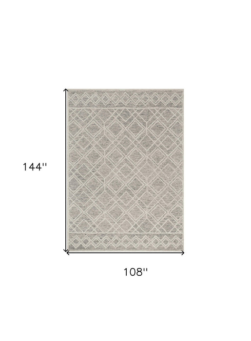 9' x 12' Hand Tufted Diamond Pattern Indoor Area Rug - Sand Beige