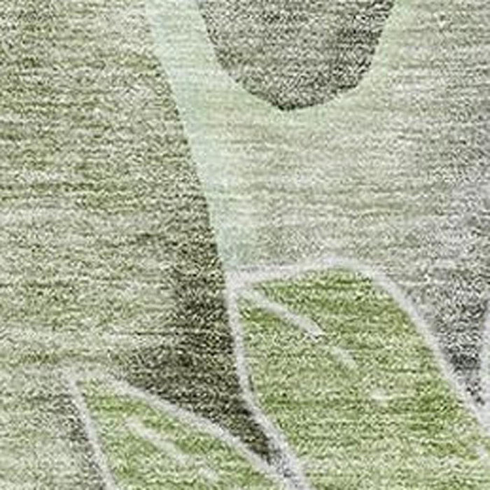 10' X 14' Floral Washable Area Rug With UV Protection (656783) - Artichoke Green / Gray / Ivory
