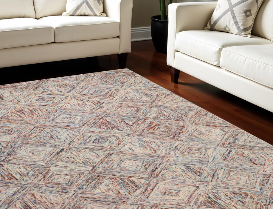 8' X 11' Modern Wool Geometric Area Rug - Ivory