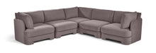 Velvet performance fabric Meridian Furniture 5-piece corner sectional sofa with plush cushions and modern design.