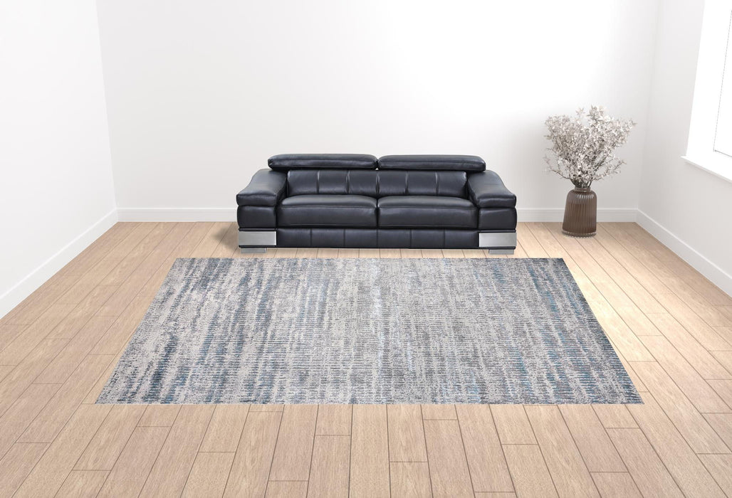 12' x 15' Abstract Stain Resistant Area Rug - Blue Gray And Ivory
